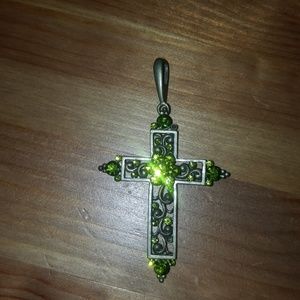 Greestone, brass copper metal pendant cross